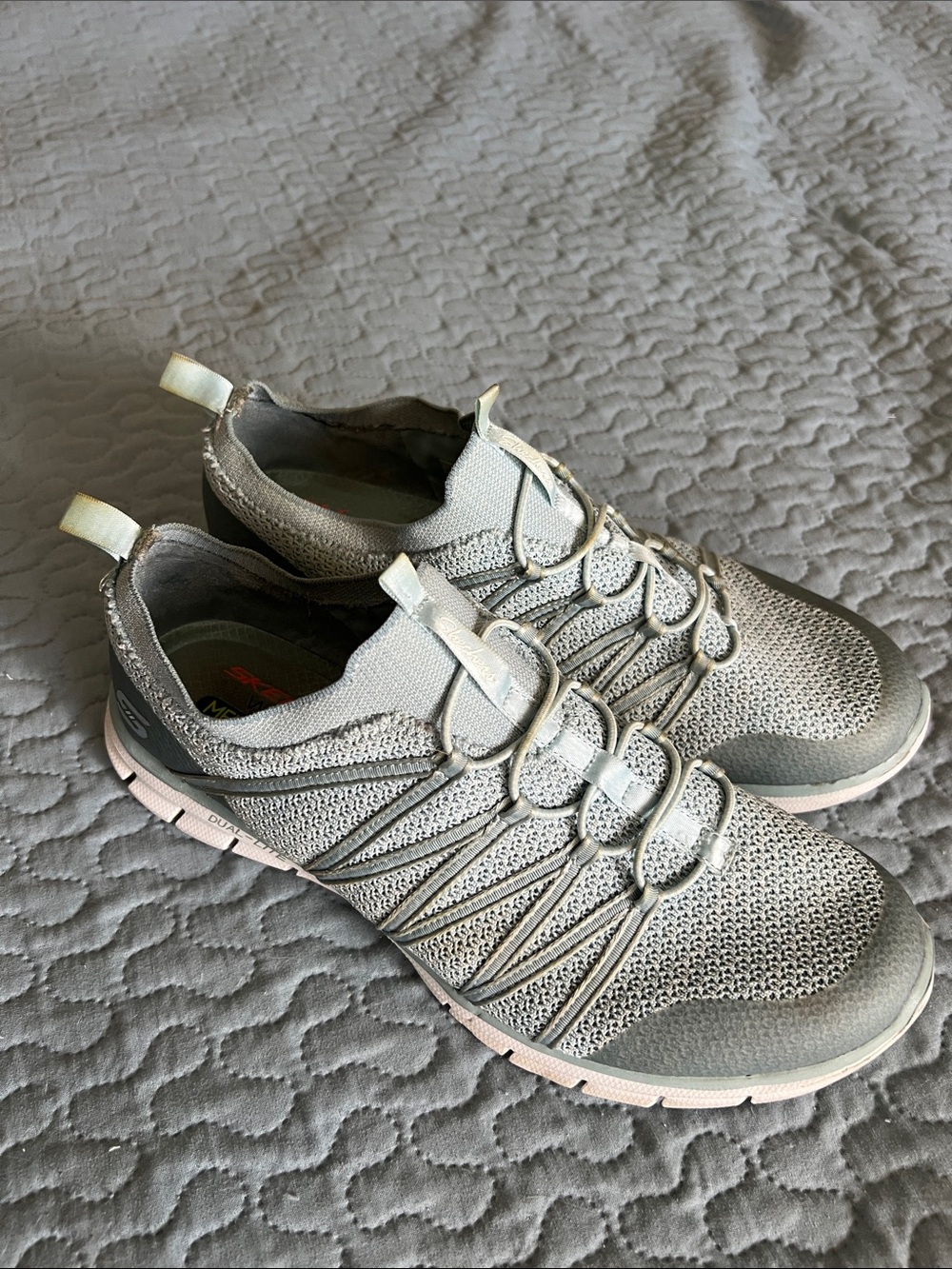Skechers Women's Light Gray Knit Slip-On Sneakers
